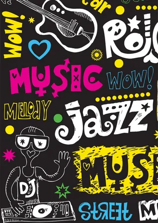 涂鸦艺术字 多彩吉他 外星人