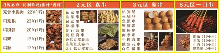 招牌必点炸串炸鸡菜单psd模版下载