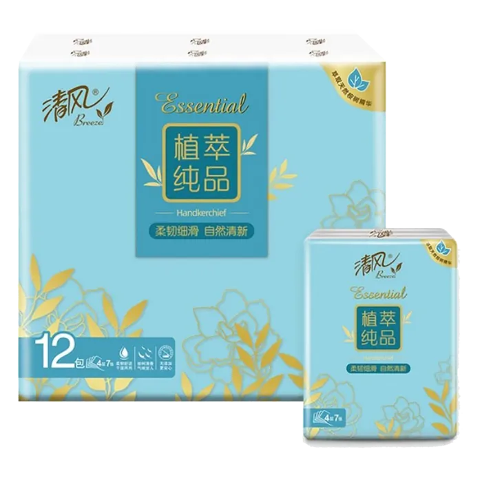 清风植萃纯品4层7张手帕纸12包超市商品白底图免抠实物摄影png格式图片透明底