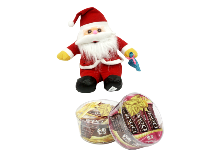 免抠png素材 德芙巧克力与圣诞老人玩偶 超市促销宣传 商品实拍 