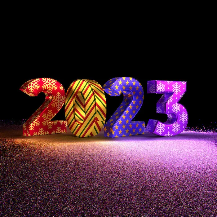 兔年2023年数字黑紫色背景