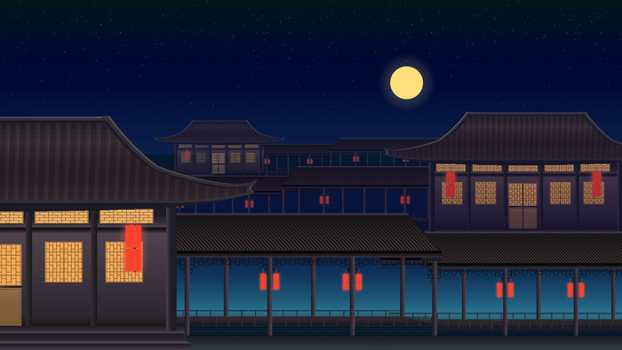古风建筑插画ai矢量模版下载