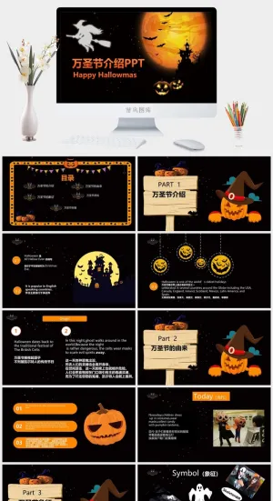 万圣节介绍PPT模板预览图