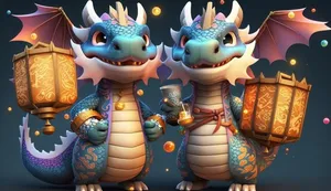 节日，喜庆，龙，红色，灯笼