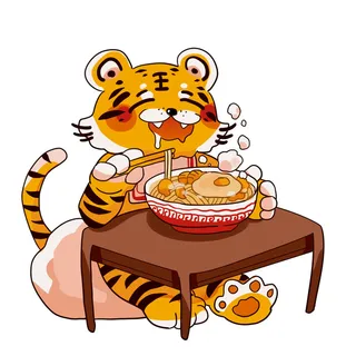 中国风2022虎年元旦新年卡通老虎形象装饰元素插画ps素材