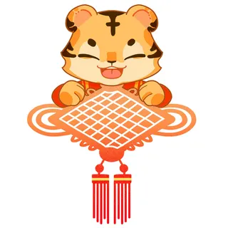 手绘2022虎年新年春节卡通老虎形象IP插画元素PSD设计素材图案