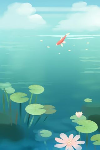 唯美荷塘荷叶节气背景