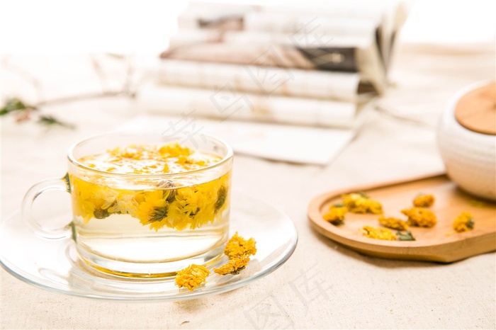 黄菊花茶饼摄影