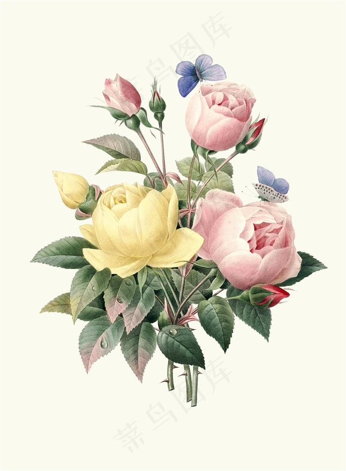 欧式复古手绘玫瑰花