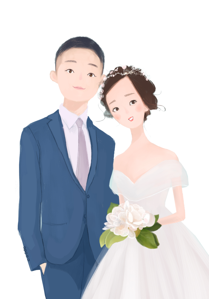 婚纱卡通人物婚礼白纱结婚婚纱摄影手绘