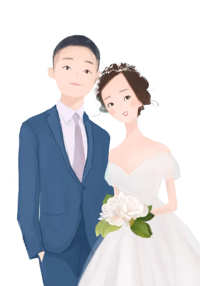 婚纱卡通人物婚礼白纱结婚婚纱摄影手绘