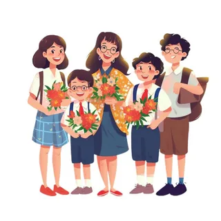 教师节师生插画