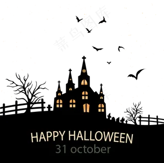 万圣节节日城堡背景素材