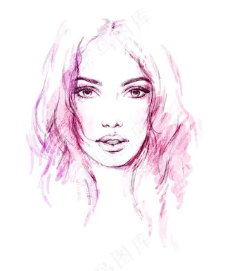 唯美水彩美女绘画高清素材图片