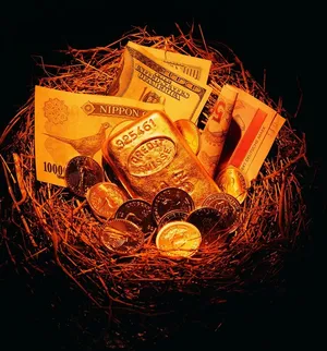 金币和钞票素材图片