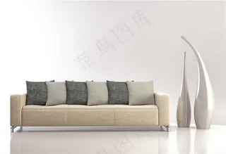摄图网-室内沙发  灰色 大气  现代简约客厅  3d模型 建筑装饰 客厅 室内装饰