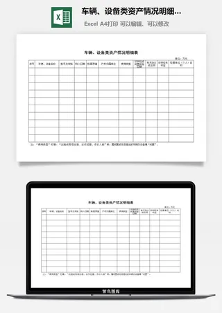 车辆、设备类资产情况明细表excel模板