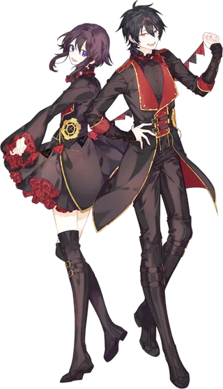 黑色站立男孩女孩素材卡通