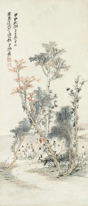 张大千人物植物国画图片