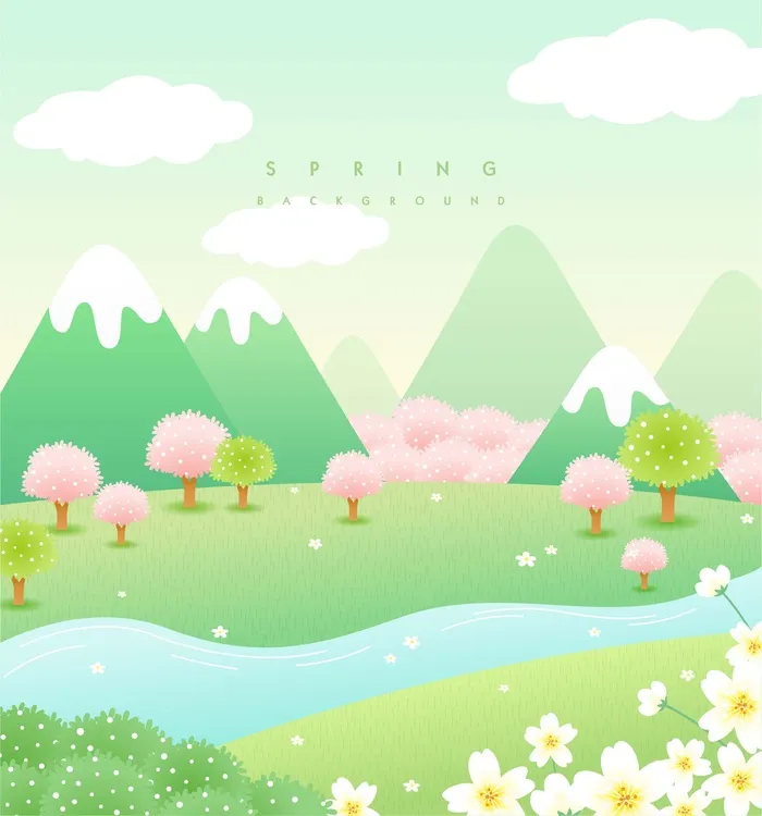 春天插画ai矢量模版下载