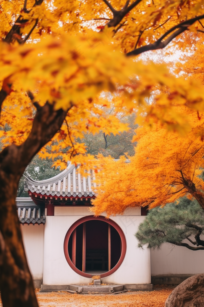 秋天苏州园林景观摄影图(2688x4032)
