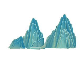 中国风国潮山水插画祥云中式手绘烫金线条元素png装饰背景PSD素材