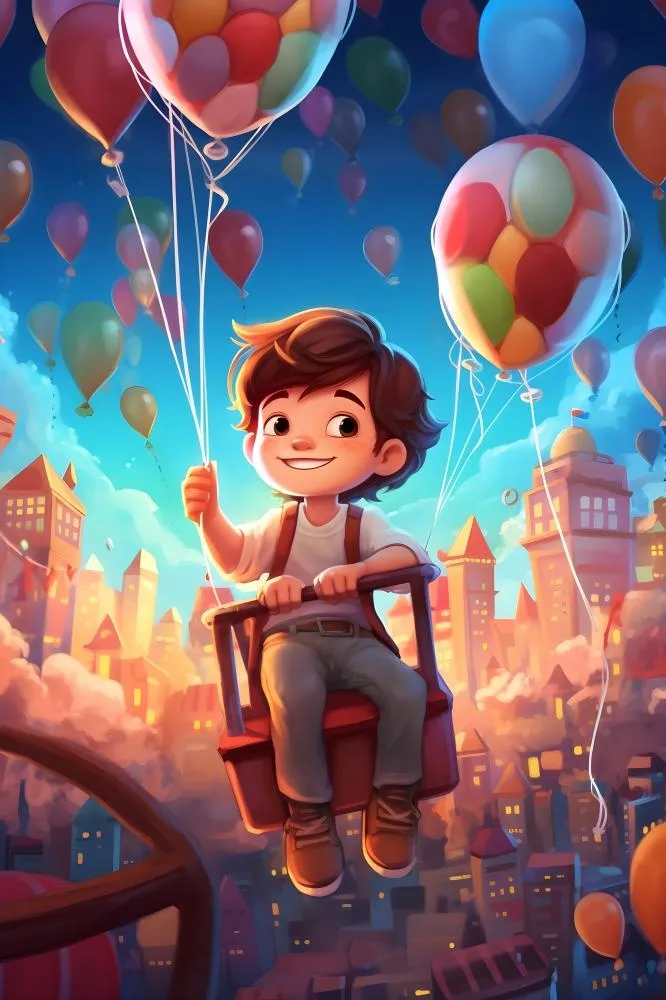 儿童孩子玩耍气球乐园聚会插画海报素材背景(3584x5376)