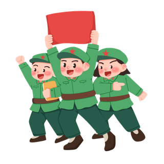 手绘童子军军人建党节建军节爱国插画 
