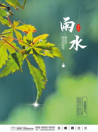 创意24节日二十四节气雨水春节春天宣传祝福海报模板PSD设计素材