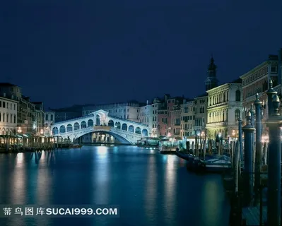 威尼斯城市夜景摄影高清图片