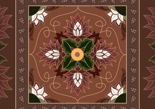 复古中式国潮风敦煌花纹装饰图案花卉藻井肌理圆形边框素材