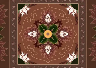 复古中式国潮风敦煌花纹装饰图案花卉藻井肌理圆形边框素材