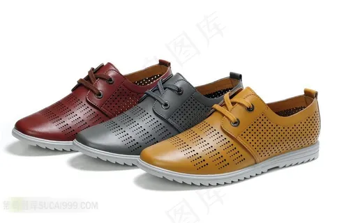 高清男式带孔皮鞋图片