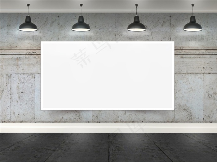 白色聚光灯下的展板