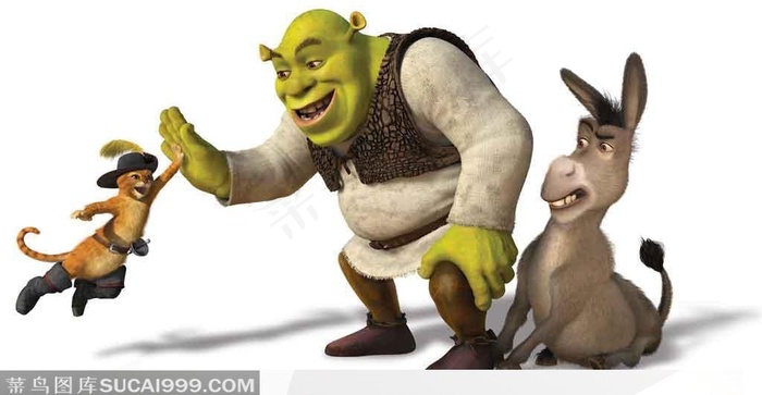 怪物史莱克IV怪物史莱克毛驴和穿靴子的猫击掌