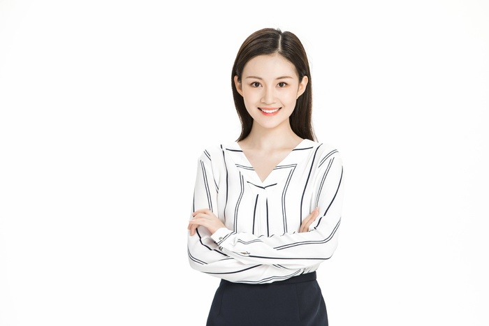 女性条纹职业装psd模版下载