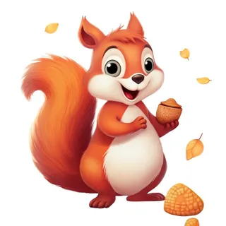 卡通插画松鼠松果免抠