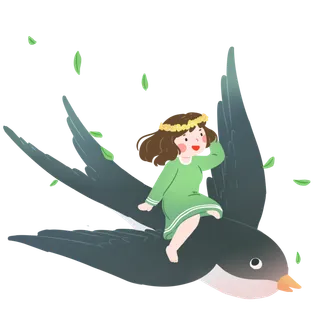 清明元素卡通春天清明节晚春绿色