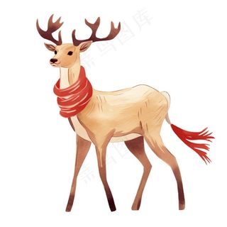 圣诞驯鹿麋鹿动物卡通插画免抠