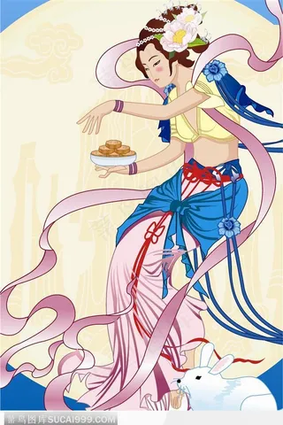端着月饼飞翔的嫦娥