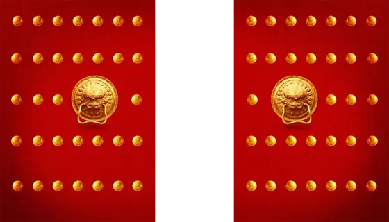 红色大门卡通简笔