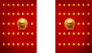 红色大门卡通简笔