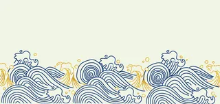 中国风鎏金浪花波浪矢量