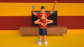 个性定制卡通风格家居休闲看球赛C4D元素