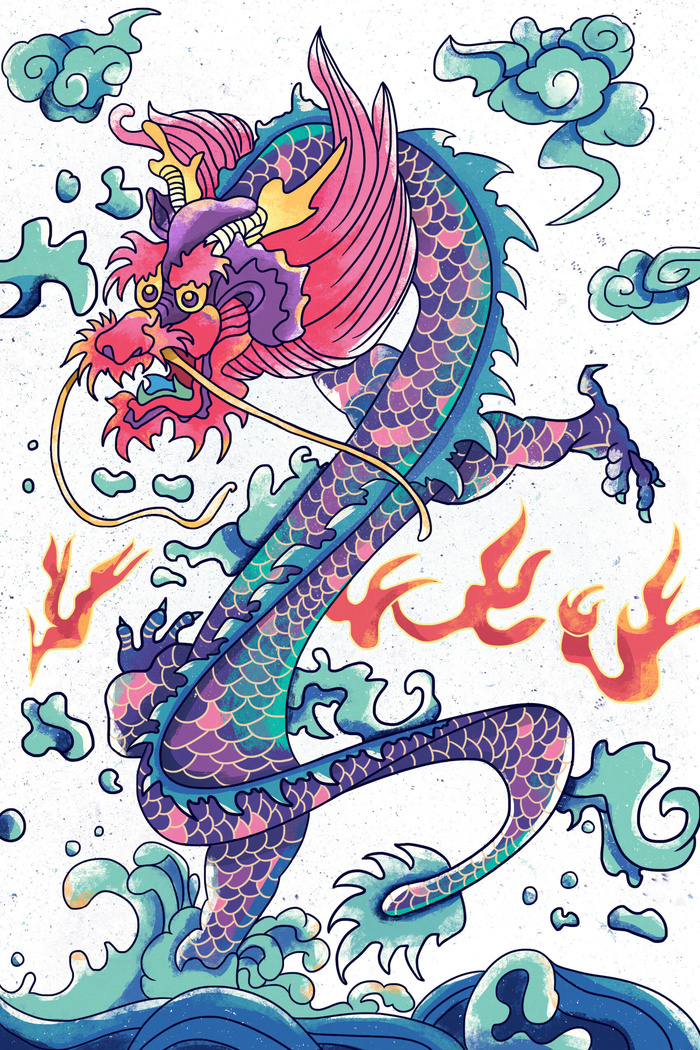二月二龙抬头插画海报PSD文件psd模版下载