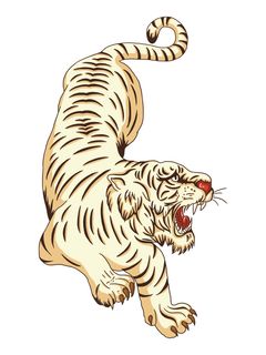 手绘国潮虎年卡通白虎老虎形象插画装饰元素PSD设计素材png免抠图