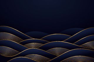 中国风古典背景矢量图片渐变金色线条花纹线性几何传统树叶ai素材