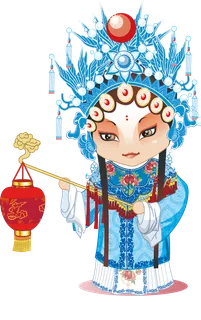 卡通京剧戏剧人物脸谱插画PNG图片 国潮中国风Q版戏剧人物PS素材