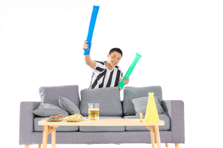 世界杯球迷看球赛激动免扣素材