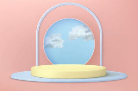 粉色电商产品展示台样机素材